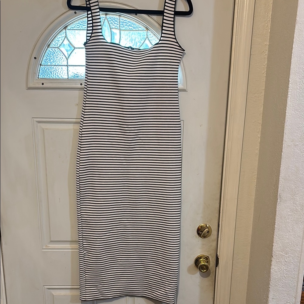 Zara Black and White Sheath Midi Dress -NWOT